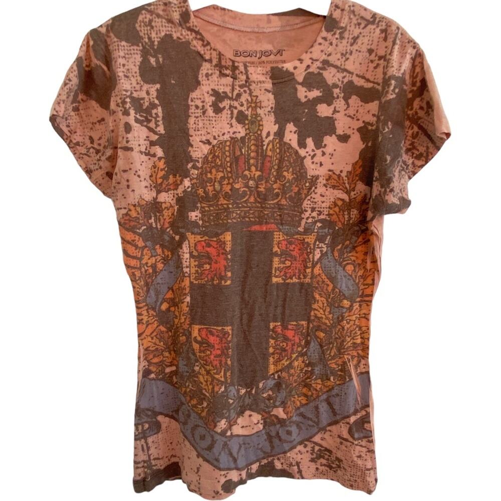 Bon Jovi shirt Womens Size Extra Small Graphic Tee Band cross crown